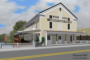 Rendering of Reservoir Mills Next to Road